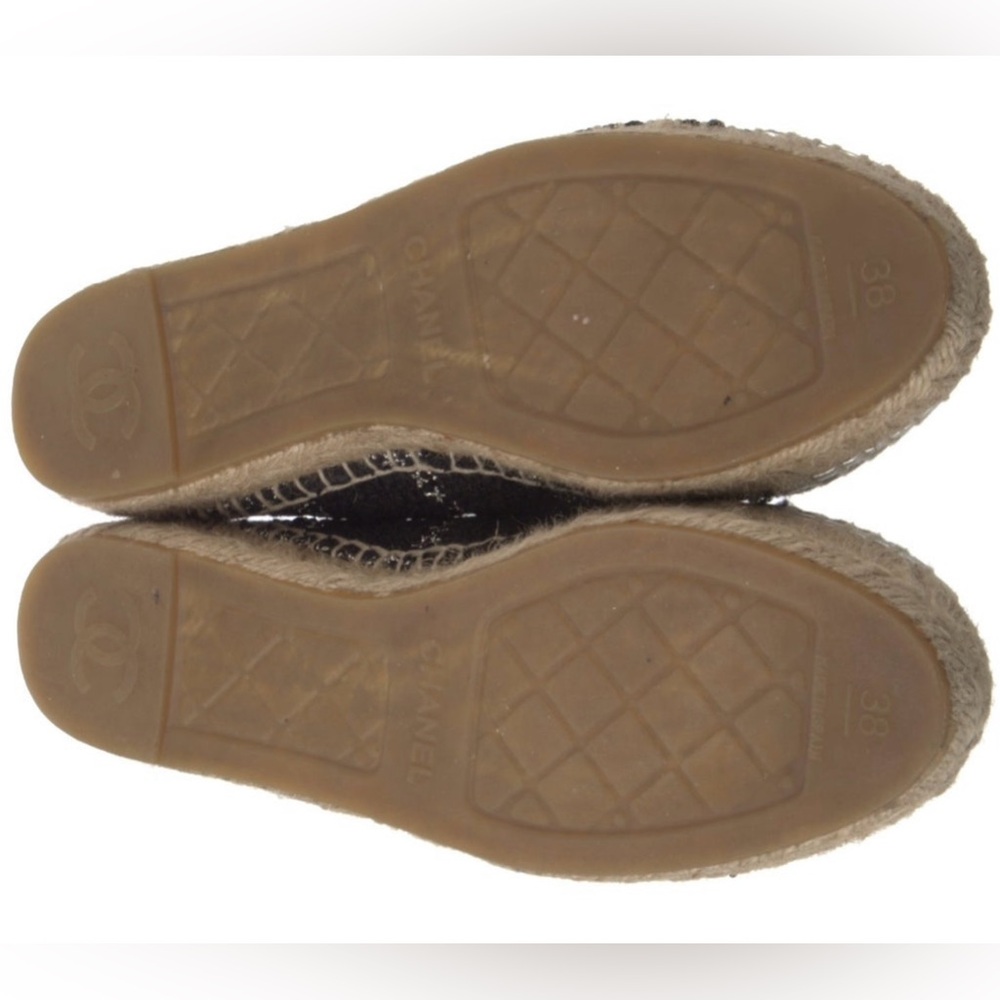 Chanel black tweed silver mettalic cc logo espadrilles - Picture 12 of 15